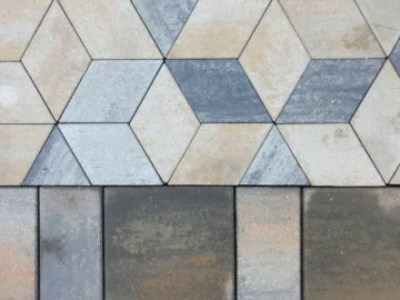 Patio with diamond and rectangle pavers